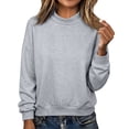 thumbnail image 2 of Dwellite Womens Oversized Sweatshirt Crewneck Sweater Casual Fall Comfort Workout Gym Lounge Wear Winter Loose Fit Shirts Gray L, 2 of 5
