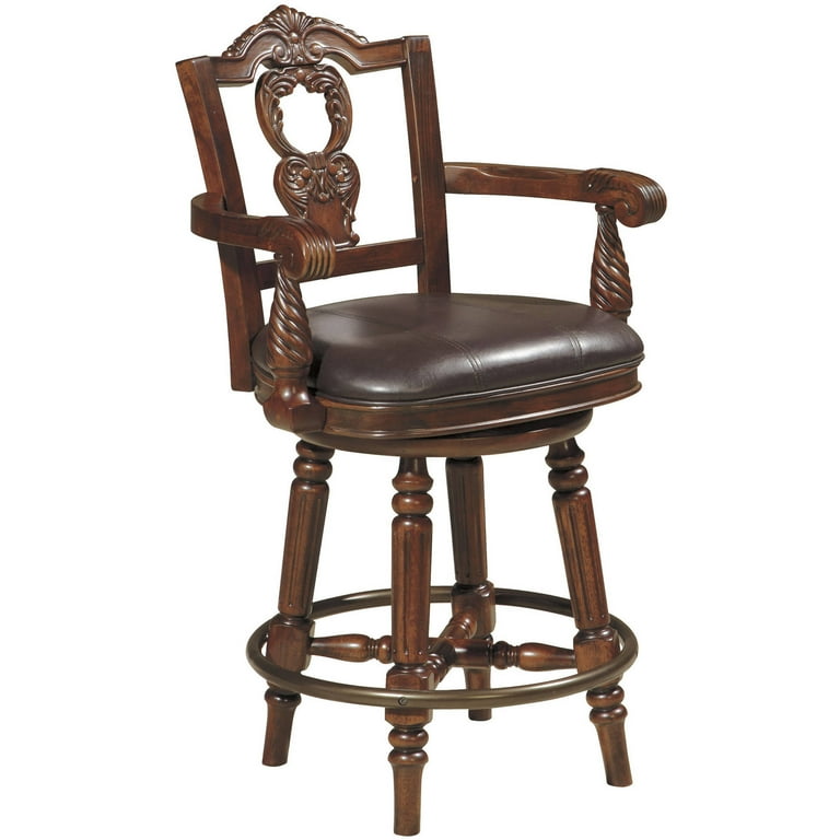 Signature Design by Ashley North Shore UPH Swivel Barstool Dark Brown