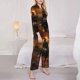 thumbnail image 3 of Balery Western Rainy Desert Cowboy Conjunto de Pijama con Estampado para Mujer, Conjunto de Dos Piezas con Manga Larga, Ropa de Dormir Suave con Bolsillos, Pijamas Cómodos-Small, 3 of 7