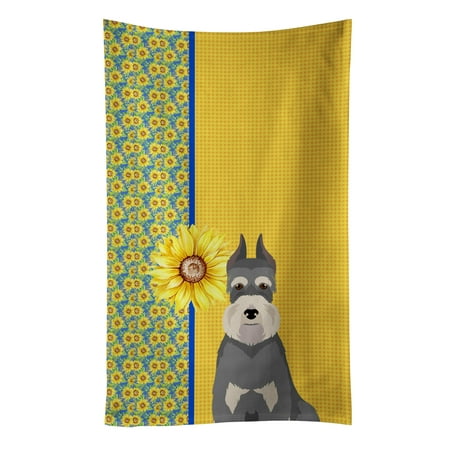 

Summer Sunflowers Salt Pepper Schnauzer Kitchen Towel 15 in x 25 in