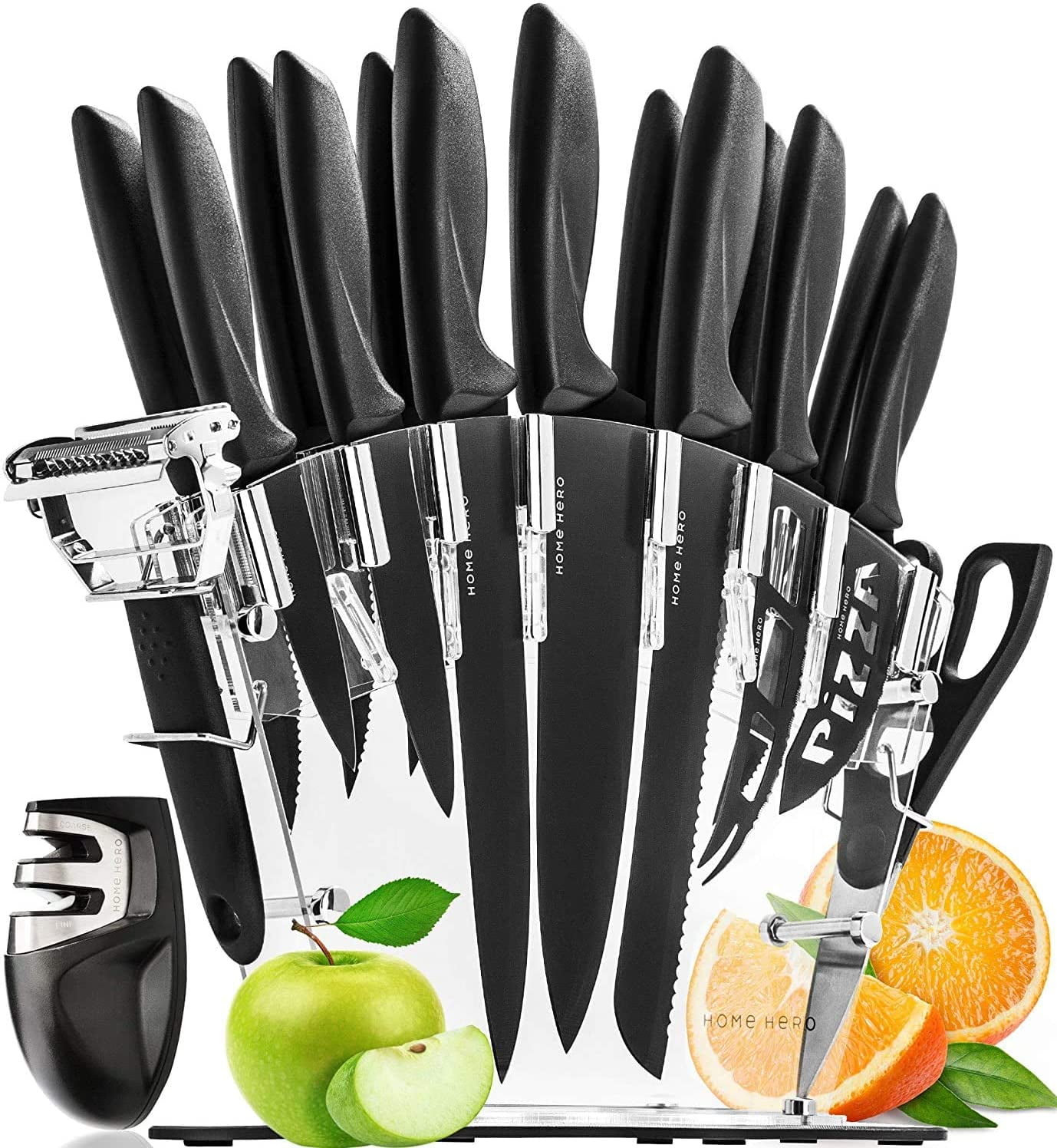 Knife Set, Aiheal 14PCS Stainless Steel Kitchen Knife Set with Acrylic  Knife Stand, No Rust and Super Sharp Cutlery Knife Set in One Piece Design  with
