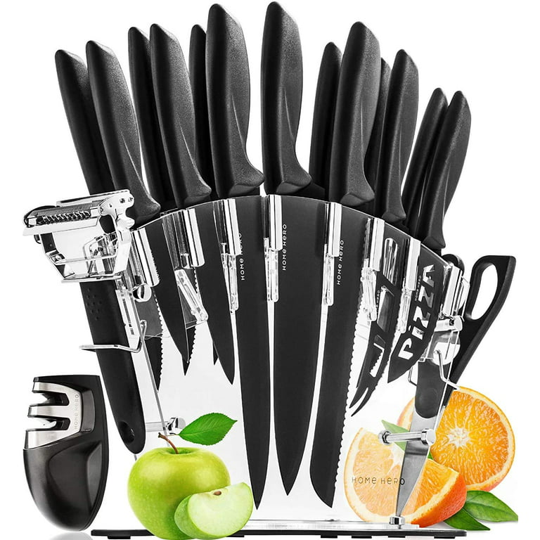Little Cook 17 PCS Kitchen knife set, German Stainless Steel Chef Knife  Sets for Kitchen with Block