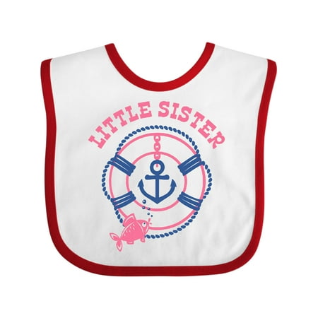 

Inktastic Nautical Little Sister Gift Baby Girl Bib