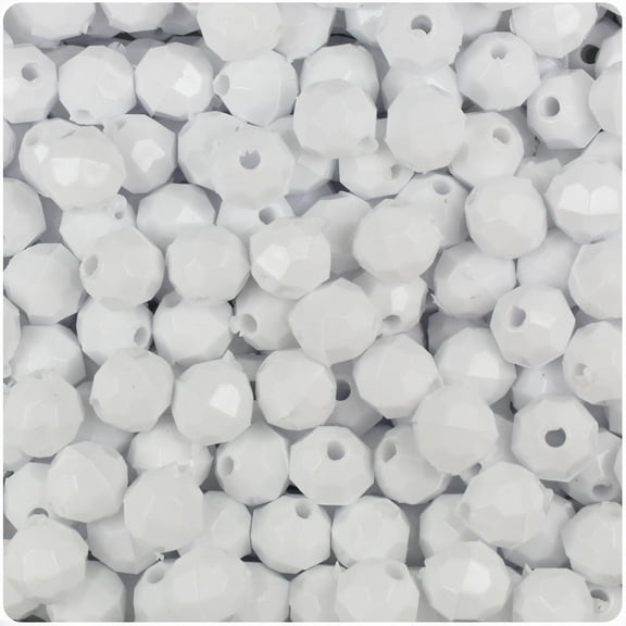 BeadTin White Opaque 8mm Faceted Round Craft Beads (450pcs)