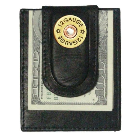 Custom 12 Gauge Shotgun Paul and Taylor Money Clip Wallet Black