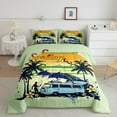 thumbnail image 2 of Coastal Beach Surf Queen Bedding Set,Ocean Sea Surfer Comforter&nbsp;Set,Summer Hawaiian Palm Tree Quilt Bed Set Sunset Dolphin Floral Bed Comforter&nbsp;Set 3Pcs, 2 of 6