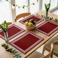 thumbnail image 5 of Red Geometric Placemats for Dinning Table Set of 6, Country Farm Traditional Chinese Tile Burlap Kitchen Place Mats Waterproof Cloth Table Mats, Indoor Outdoor Placemats Easy Clean Dinner Decor, 5 of 8