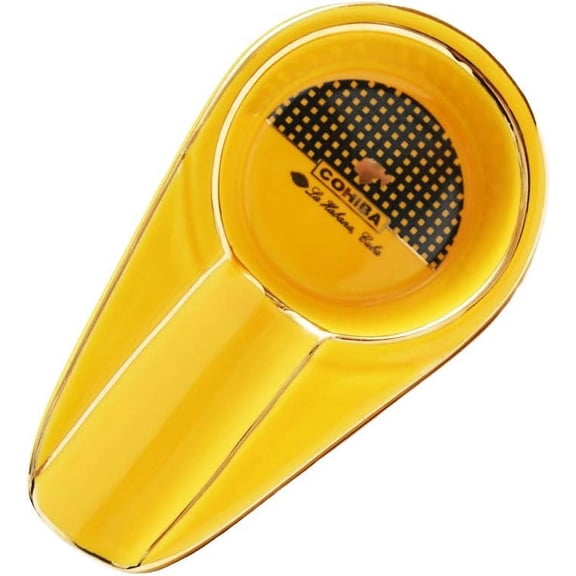 Get 4 ashtray set Cigar ashtray Ceramic for indoor/outdoor use Compact cool design Portable travel porcelain cigar ashtray (yellow)