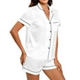 thumbnail image 7 of frariair Summer Pajamas for Women Set Satin Silk Loungewear Sets Sleepwear Womens Set Button Down Two Piece Suits Short Pajama Set for Women White, 7 of 7