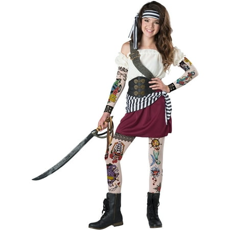 Girls Tween Tattoo Pirate Halloween Costume