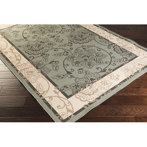 Livabliss Alfresco Botanical Area Rug, Sage/Black ,5'11" x 8'10"