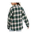 thumbnail image 3 of Seyurigaoka Women Juniors Shacket, Adults Plaid Turn-Down Collar Long Sleeve Tops Blouse, 3 of 4