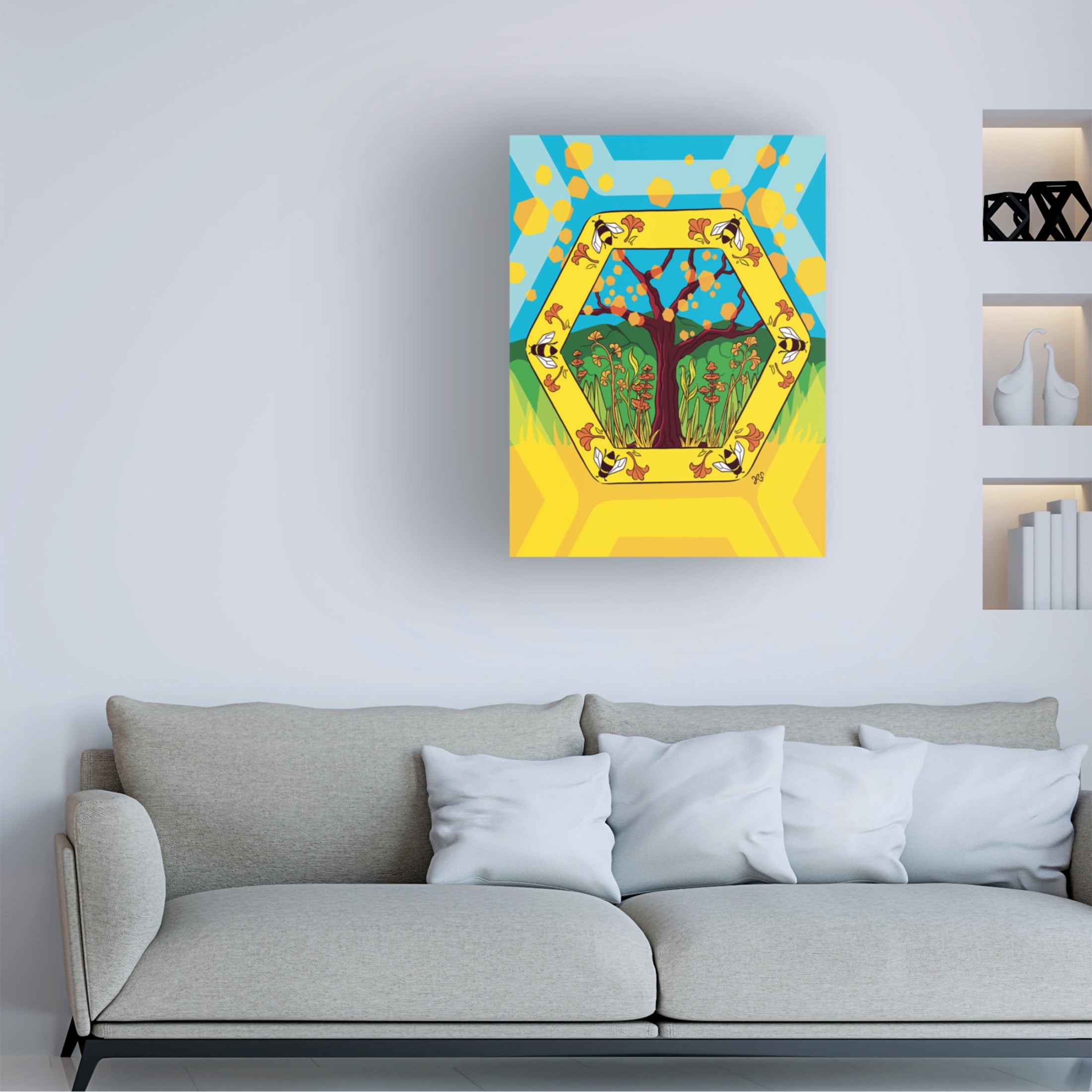 Canvas Wall Art - Rachel Feirman 'Plant a Tree Save a Bee' Wall Art for Living Room, Bedroom, or Office Décor by Trademark Fine Art - 18 x 24 Inches