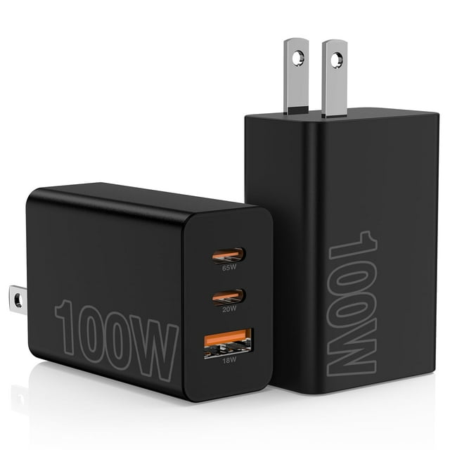 Cargador Hzevn 2 paquetes de carga rápida USB-C de 3 puertos y 100 W