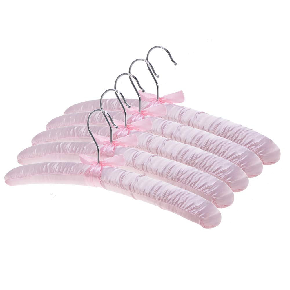 Miyare 5 Pack Satin Padded Hangers, Silk Clothes Rack Sponge Clothes
