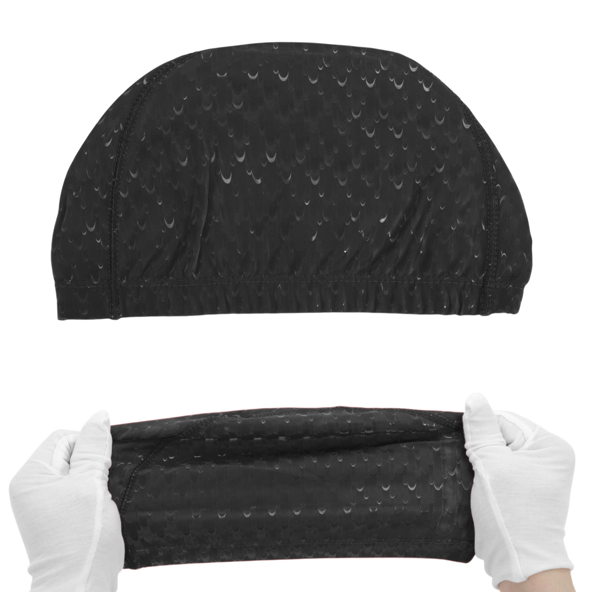 Unique Bargains Pleated Style Swimming Cap 1 Pc Black