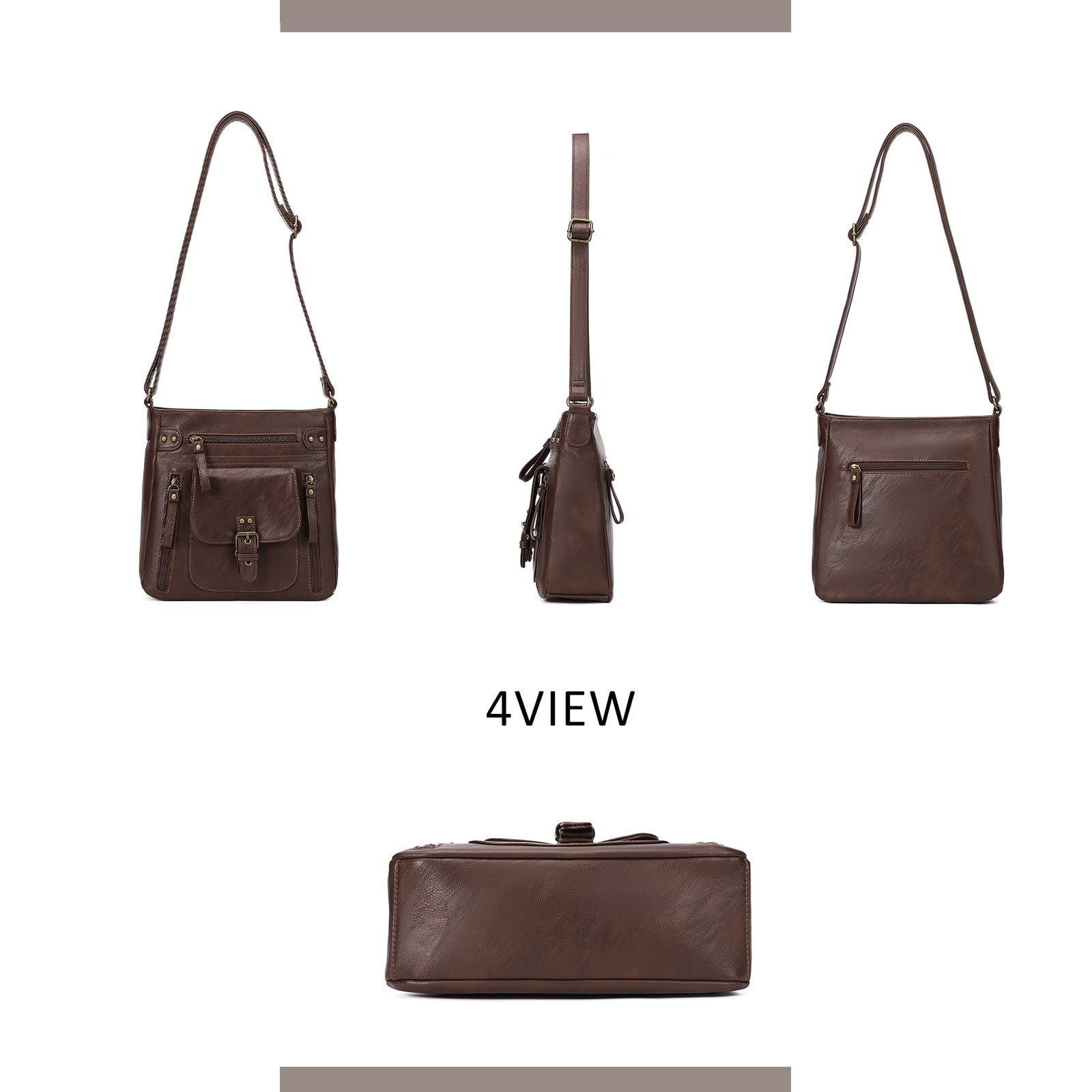 KL928 Messenger Bags for Women Leather Handbag Brown Crossbody Purse Women's Gifts
