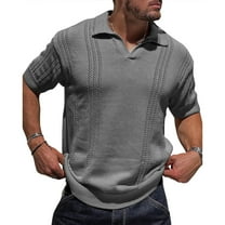 Generic Mens Knit Short Sleeve Shirts Casual V Neck Hollow Out Sweater Golf Summer Shirt