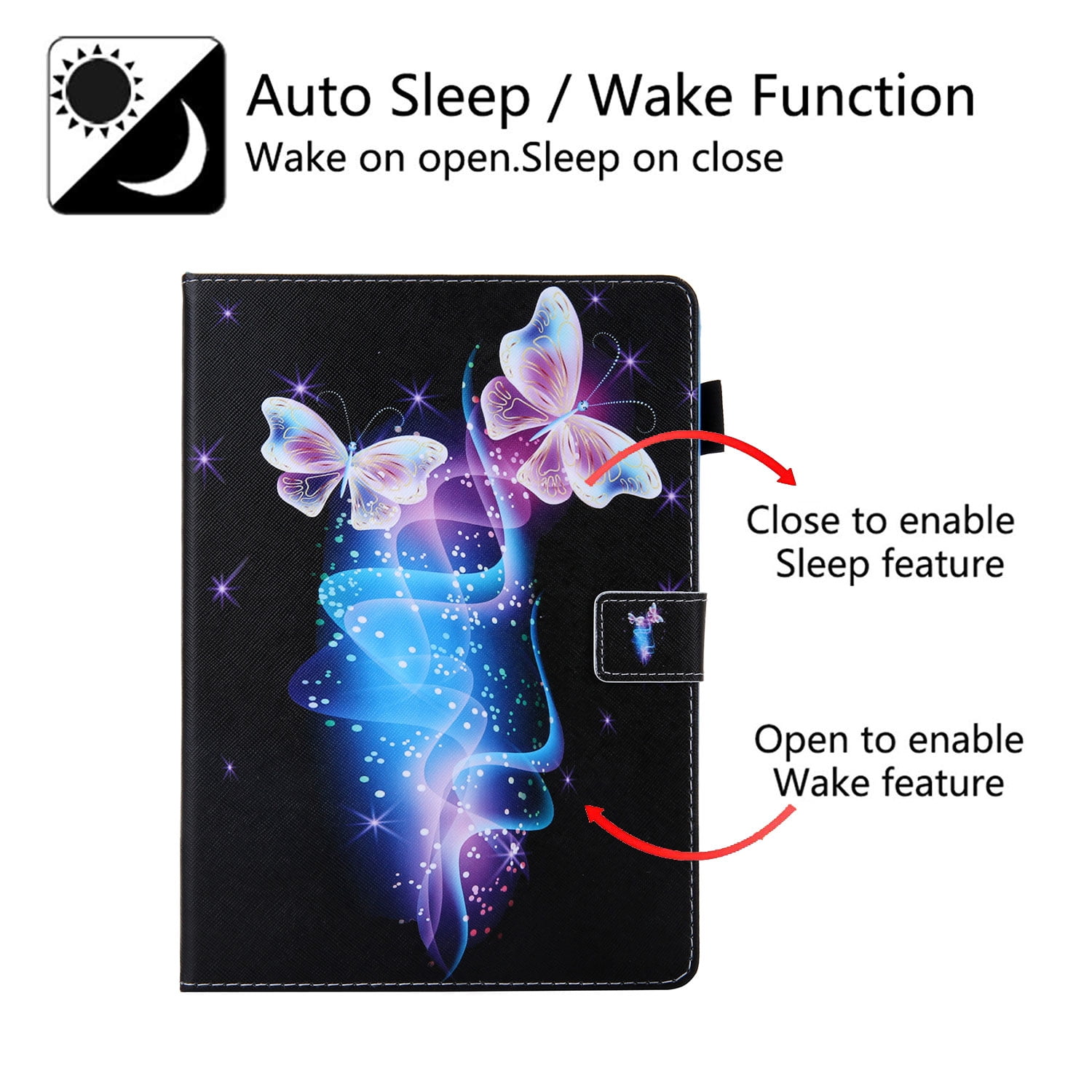 Allytech iPad 10.2 7th Generation Cases Covers, PU Leather Folio Flip Kickstand Auto Sleep Wake Protection Scratch Resistant Cards Slots Pencil Holder Case Cover for Apple iPad 10.2", Butterfly