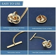 thumbnail image 5 of 2 Pcs Tie Tack Clutch with Chain Brass Mens Tie Tack Clutch Knot Shape Fashion Necktie Tack Pins, 5 of 9