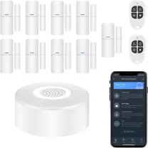 tolviviov Home Alarm System(2nd Gen), 12 Pieces Smart Home Alarm Security System DIY No Monthly Fee, Phone Alert, Alarm Siren, Door/Window Sensors, Remotes, Work with Alexa,for House Apartment Office