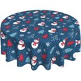 thumbnail image 2 of Christmas Snowman Tablecloth Round 60 Inch Table Cloth Cover Mat Holiday Party Decoration for Dining Room Home Kitchen Picnic, 2 of 6