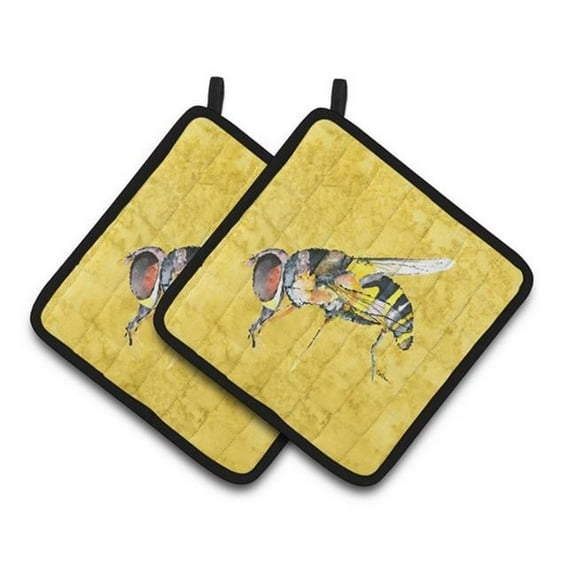 Carolines Treasures  Bee on Yellow Pair of Pot Holders