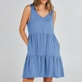 thumbnail image 2 of QIPOPIQ Robe Tunique Femme Printemps Été Col en V Robe Droite Ample Fluide Évasée Sans Manches Robes Décontractées Liquidation, 2 of 9