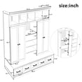 thumbnail image 3 of 78.7'' H Hall Tree with Bench and 5 Storage Cubbies, Modern Entryway Storage Organizer Cabinet with 4 Doors, 5 Drawers and Adjustable Shelves for Hallway, Entryway, Living Room, White, 3 of 9