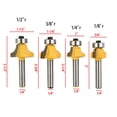 thumbnail image 1 of 4pcs 1/4 inch Shank Round Over Bead Edge Forming Router Bit 1/2 3/8 1/4 1/8, 1 of 9