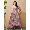 thumbnail image 6 of LapaPlus Women Plus Size Dresses Boho Floral Print Short Sleeve Summer Maxi Dress, Sizes XL-6XL, 6 of 12