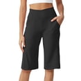 thumbnail image 2 of Only Moment Cargo Shorts Women Baggy Naked Soft Cotton Feel Fabric Ankle Pants Athletic Sweatpants Dress Business Slacks with 4 Pockets Yoga Shorts with Pockets for Wowomen Black,S, 2 of 6