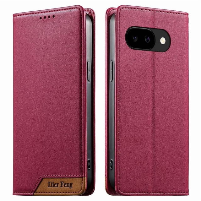 Funda Tipo Cartera de Cuero Sintético para Google Pixel 10A Bloqueo RFID, con Ranuras para Tarjetas y Bolsillo para Efectivo, Cierre Magnético Fuerte Rojo