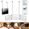 thumbnail image 2 of Portable 3 Way Trifold Mirror, 360° Barber Mirror for Hair Cutting, Shaving, Styling, Grooming, Dye and Makeup with Adjustable Height Brackets, Good for Travel Home Bathroom, 2 of 12