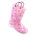 thumbnail image 2 of Kushyshoo Girls Light Up Rain Boots Colorful Pink Unicorn Rain Boots for Big Kids with Handles 1M, 2 of 5