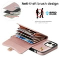 thumbnail image 3 of Mantto Crossbody Wallet Women Case for iPhone 15, [RFID Blocking] CRedit Card Holder Phone Case with Strap Leather Purse with Lanyard Magnetic Flip Cover Girl For iPhone 15, Rosegold, 3 of 10