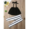 thumbnail image 3 of Dewadbow Summer Toddler Kids Baby Girl Strap Tops Crop Stripe Trousers Pants, 3 of 6