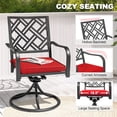 thumbnail image 5 of Nuu Garden 5-Piece Metal Patio Dining Set, 37 Inch Square Table with Umbrella Hole and 4 Swivel Chairs with Removable Cushions, All-Weather Outdoor Furniture Set for Garden, Patio, Black and Red, 5 of 9