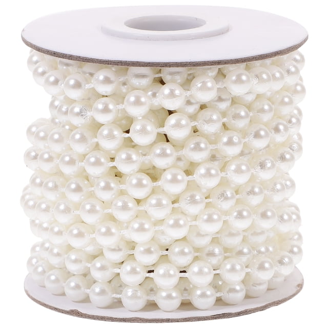 Miangastore 1 Roll Beads Chain Garland Artificial Pearls String DIY Jewelry Accessory(5m)