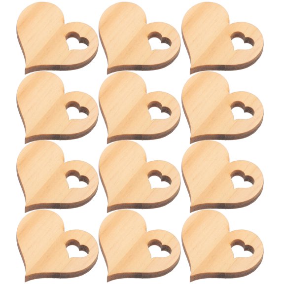Masteelf Wooden Heart Shapes Accessories for Decor Beige Color 50pcs 1.5 Inches
