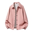 thumbnail image 4 of FRSASU Men's Casual Coach Jacket Snap Button Closure Collared Loose Fit Lightweight Windbreaker Outerwear Pink, 4 of 6