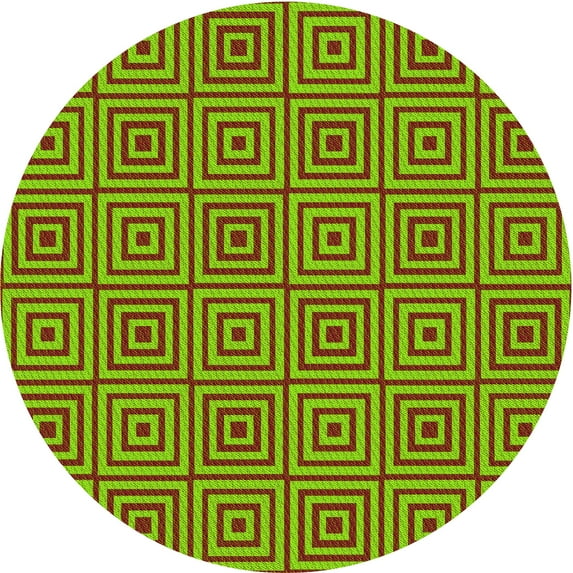 Ahgly Company Indoor Round Patterned Bright Green Area Rugs, 3' Round