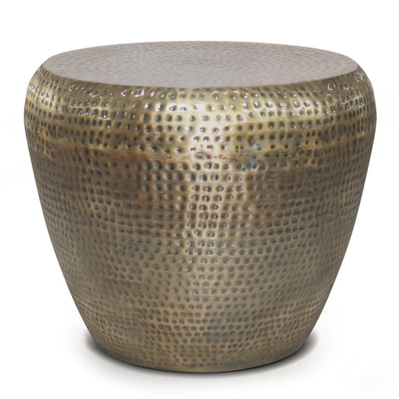 Simpli Home Preston 22 inch Wide Modern Industrial Metal Side Table in Antique Gold, Fully Assembled