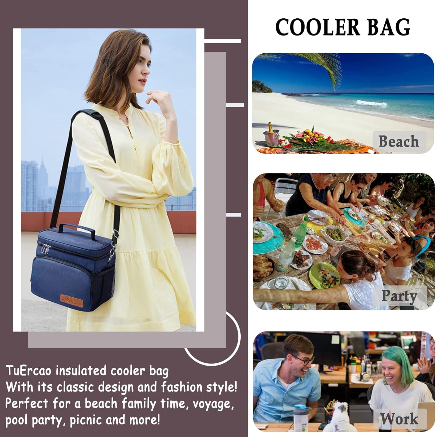 HotAdsFW Insulated Cooler Bag 6/24 Can Collapsible Leakproof Soft Sided Cooler for Car, Portable Foldable Small Ice Chest for Beach Camping Picnic Travel, 5/15qt Lunch Box for Men Work