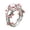Silver, variant on Flower Gemstone Ring for Women Pink Floral Branch Enamel Cherry Blossom Hollow Stainless Steel Fairy Elegant Dainty Costume whimsical Personalized Gift Jewelry Silver Plated 9