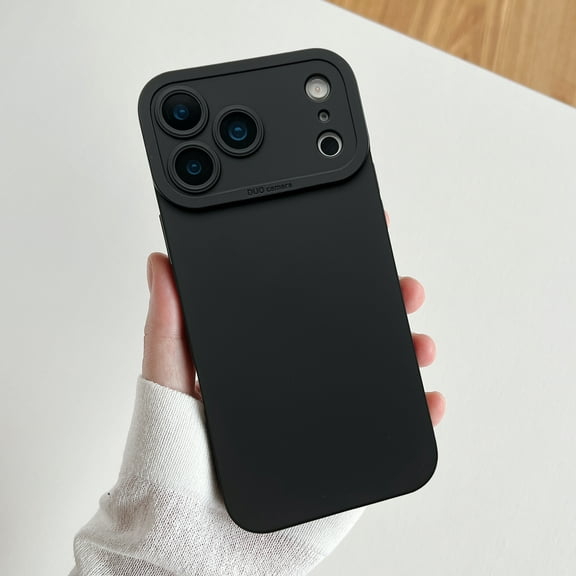 3 in 1 for iPhone 17 Pro Case, Luxury Silicone Rubber Upgraded Lens Protection, Soft Microfiber Lining Shockproof Protective Slim Fit Phone Case Cover for iPhone 17 Pro, Black