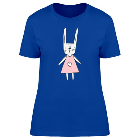 Girly White Bunny In Pink Dress Tee Women's -Image by