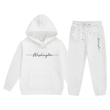 Tiijoy Big Girls Fleece Sweatsuit Letter Print Hoodie Sweatpants Outfits Sizes 10-11