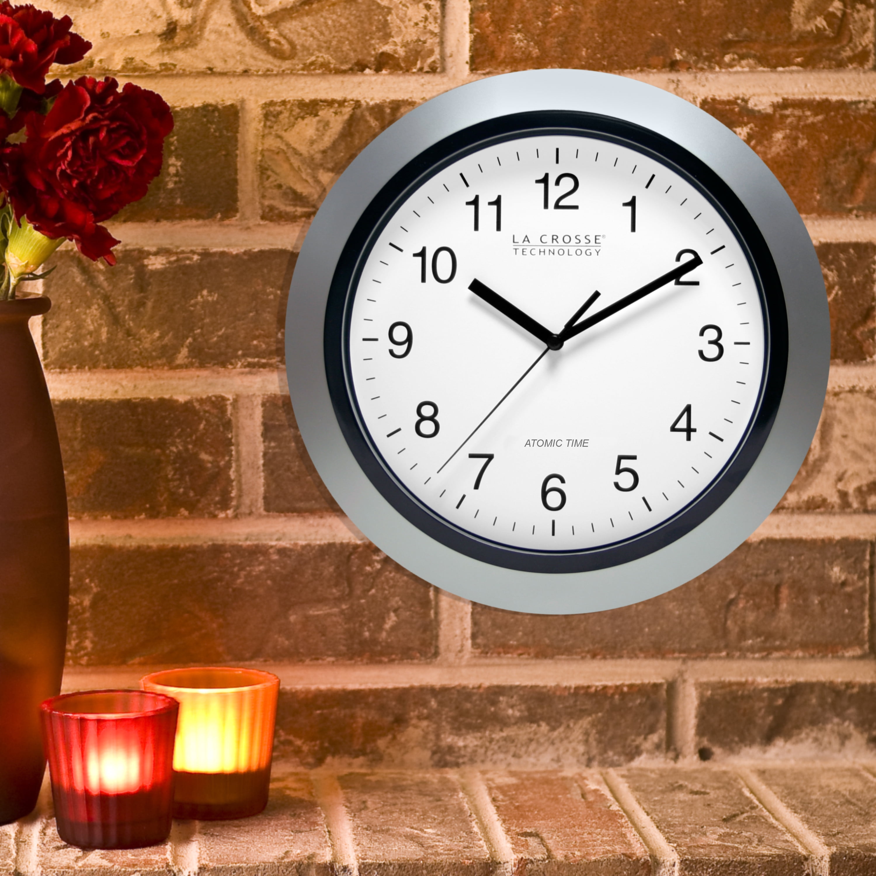 La Crosse Technology WT-3129S 12" Atomic Analog Silver Wall Clock