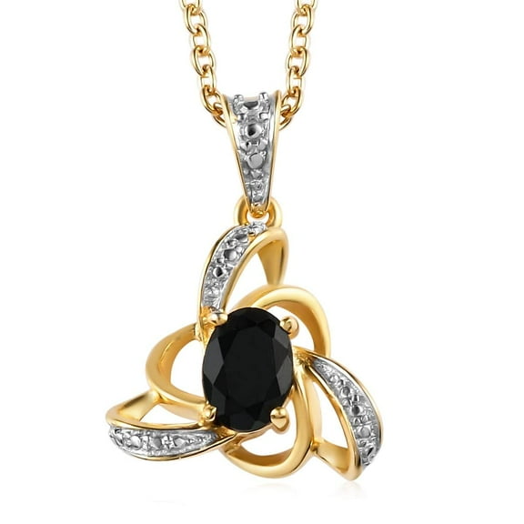 Shop LC Black Tourmaline Necklace for Women Love Knot 925 Sterling Silver 14K Yellow Gold Plated Jewelry Size 20" Ct 0.6 Valentines Day Gifts for Women